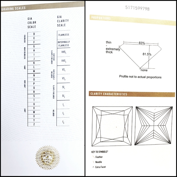 💖 NEAR FLAWLESS, PALLADIUM Princess Cut, Diamond Engagement Ring - Picture 7 of 7